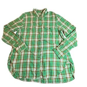 Denim & Supply Ralph Lauren Green Plaid Shirt Surplus Womens L St Patrick's Day